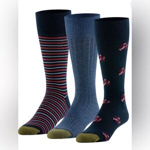 GOLDTOE NEW Men’s Dress Crew Socks 3-pack Size 6-12.5 Office Nautical Assorted